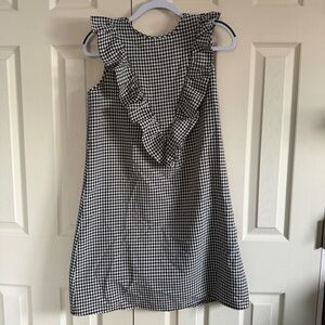 Nursing Queen Hidden Zipper Black and White Gingham Ruffle Dress Size Small